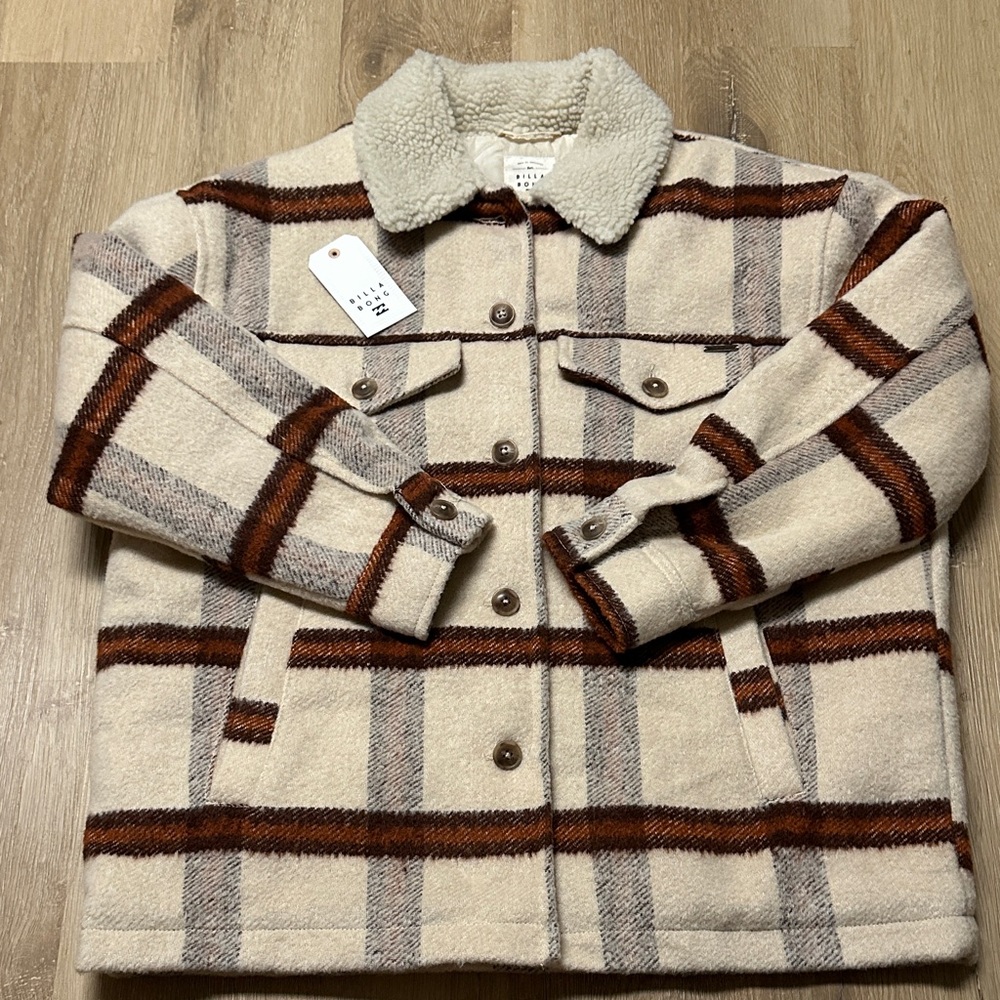 Boutique Billabong Plaid Sherpa-Lined Jacket